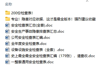 200张安全检查表汇编