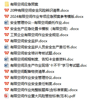 有限空间作业安全制度 应急预案 考试试题 作业监护全套文件