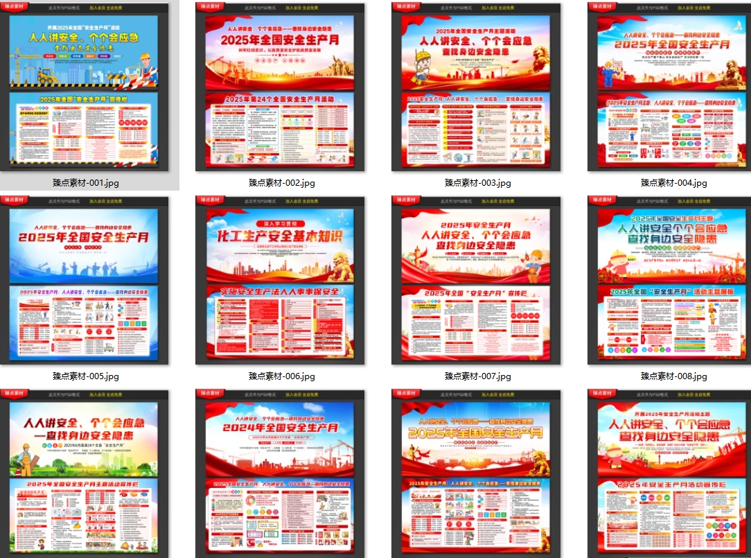 2025安全生产月海报宣传栏挂图14套
