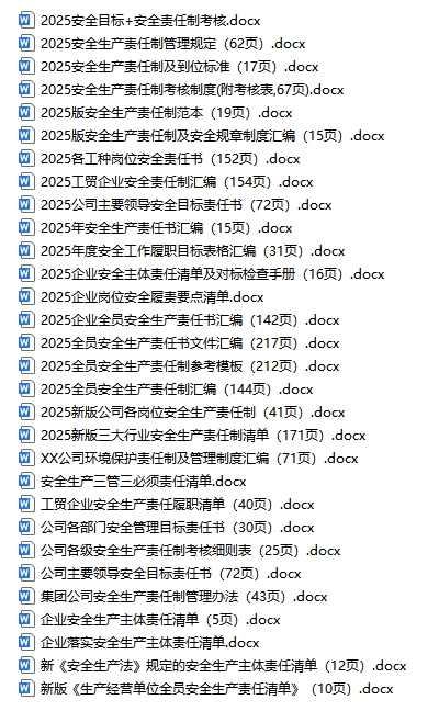 安全生产责任目标管理资料合集（30份）